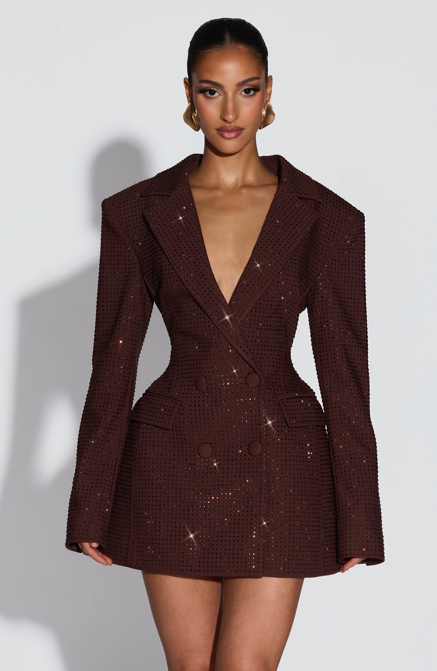 Elvira Mini Dress Plum Brown Sparkle