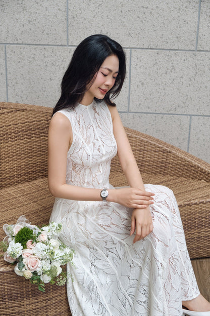 Emery Lace Midi Dress Ivory