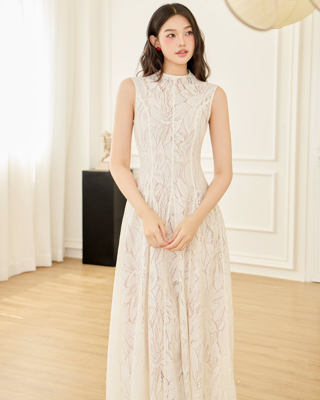Emery Lace Midi Dress Ivory