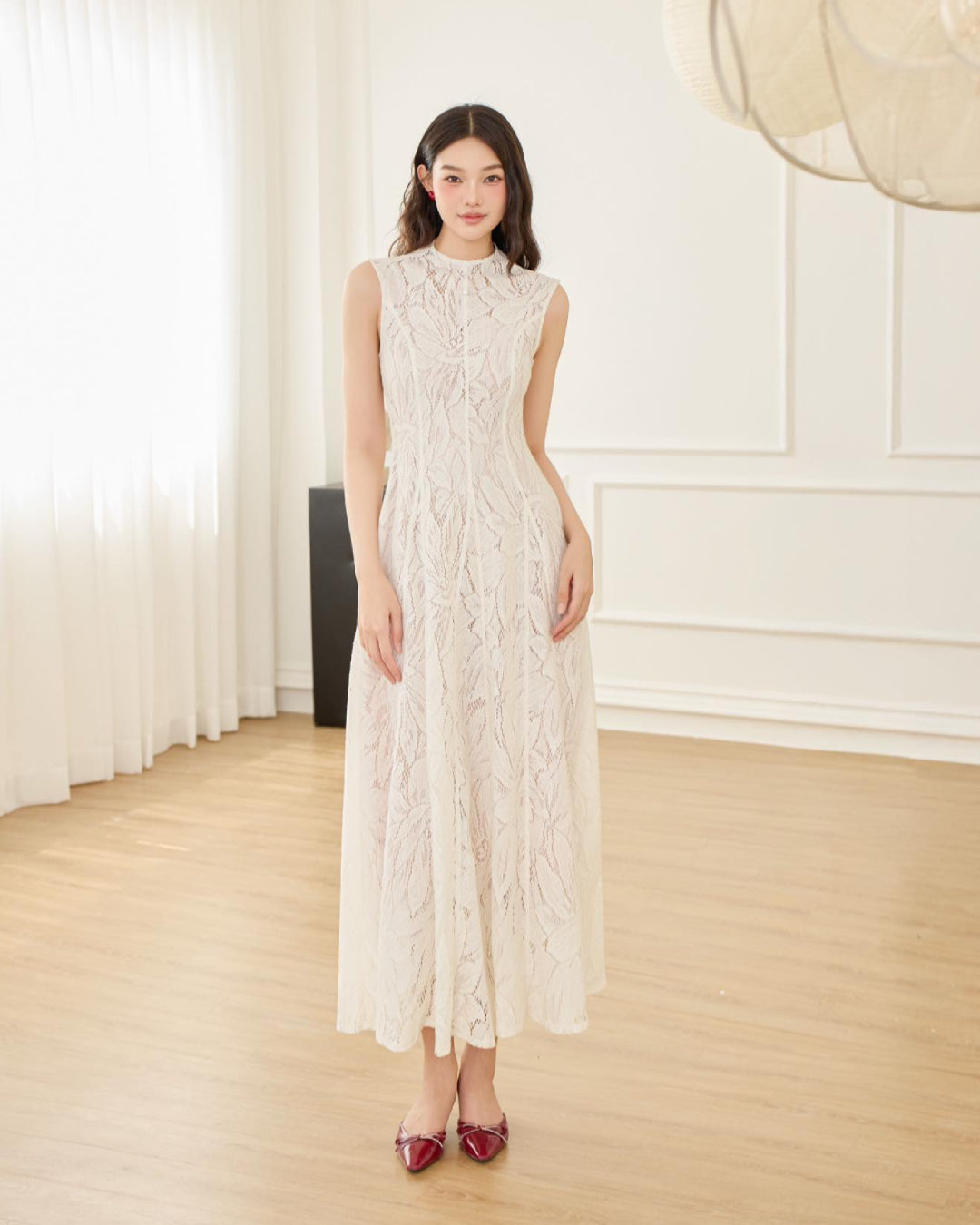 Emery Lace Midi Dress Ivory