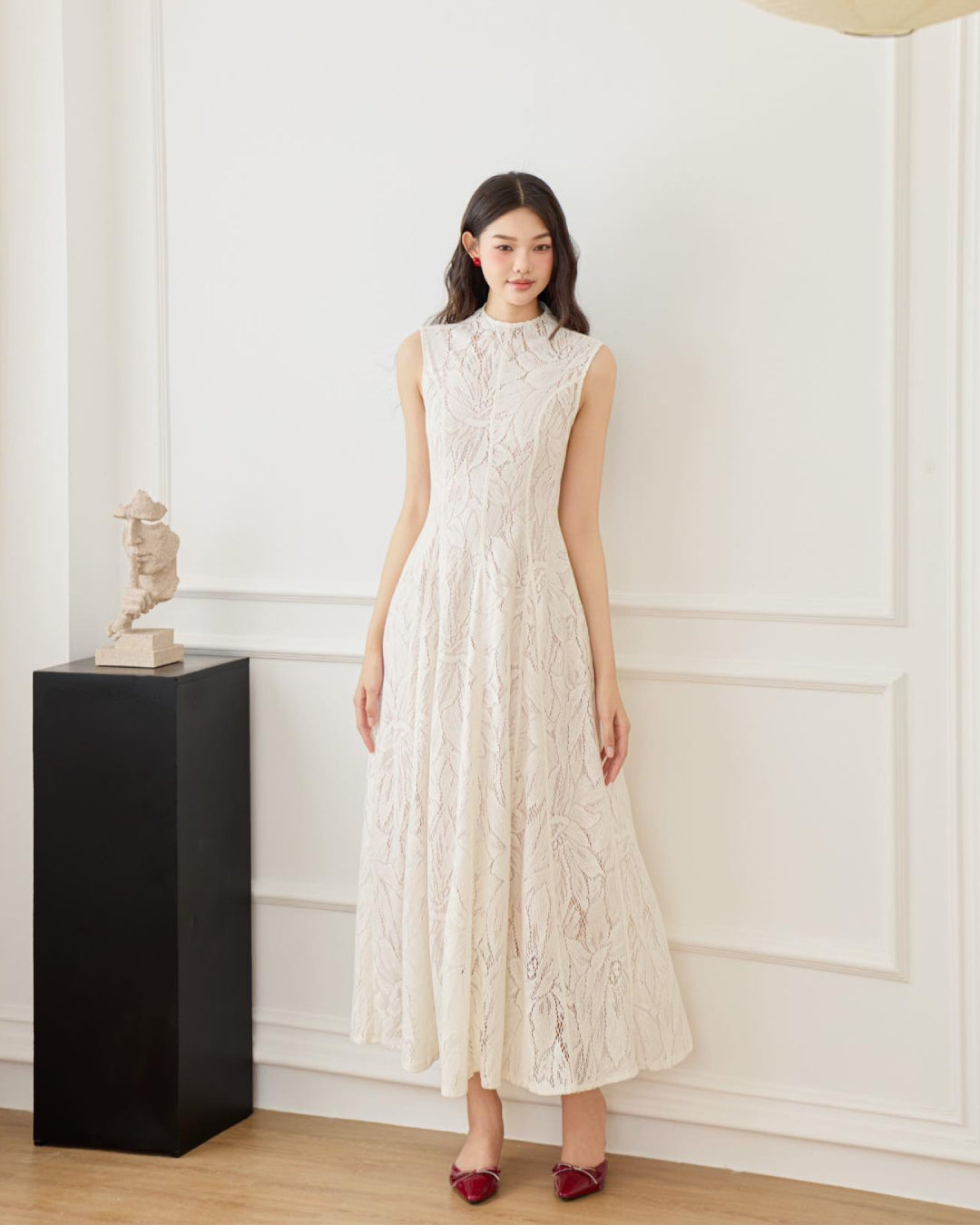 Emery Lace Midi Dress Ivory