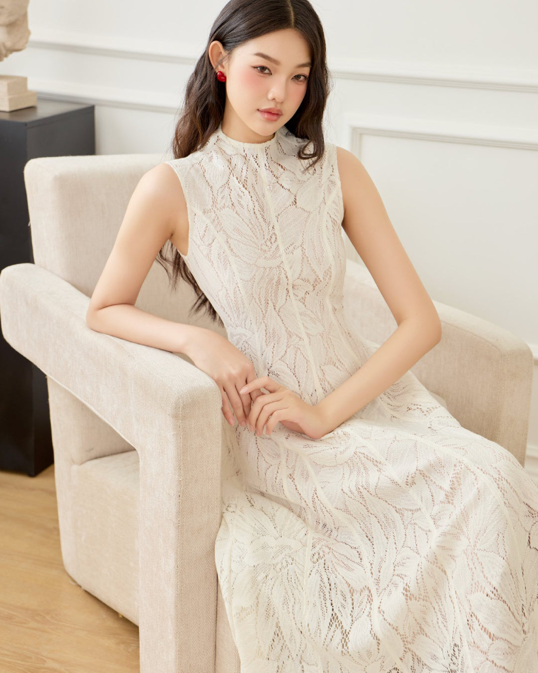 Emery Lace Midi Dress Ivory