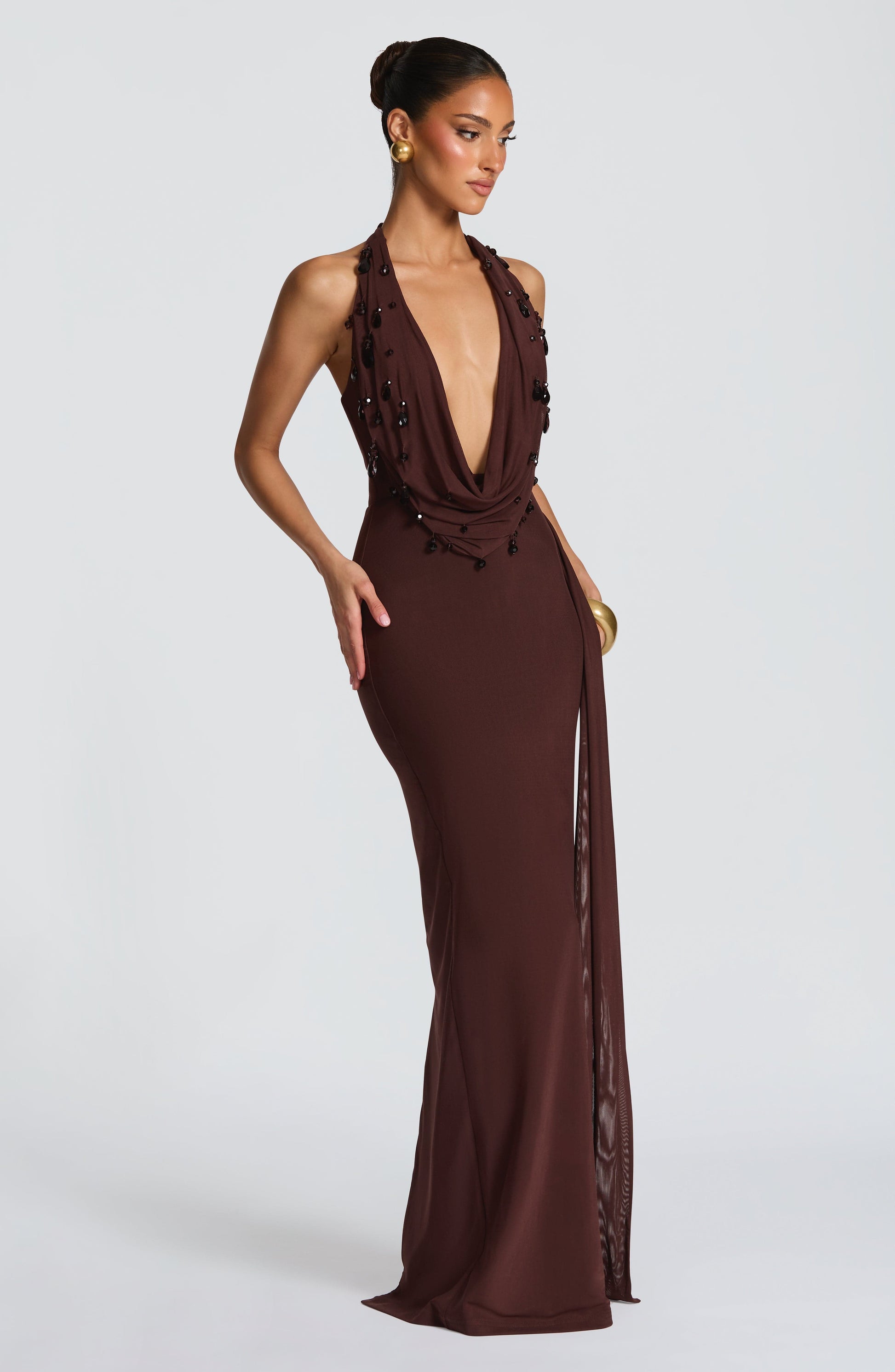 Fabia Maxi Dress Plum Brown