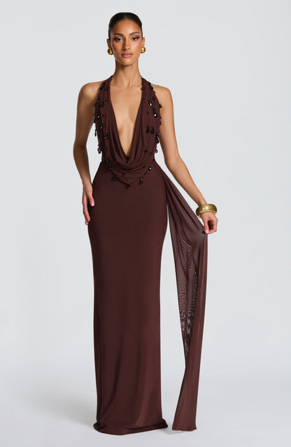 Fabia Maxi Dress Plum Brown