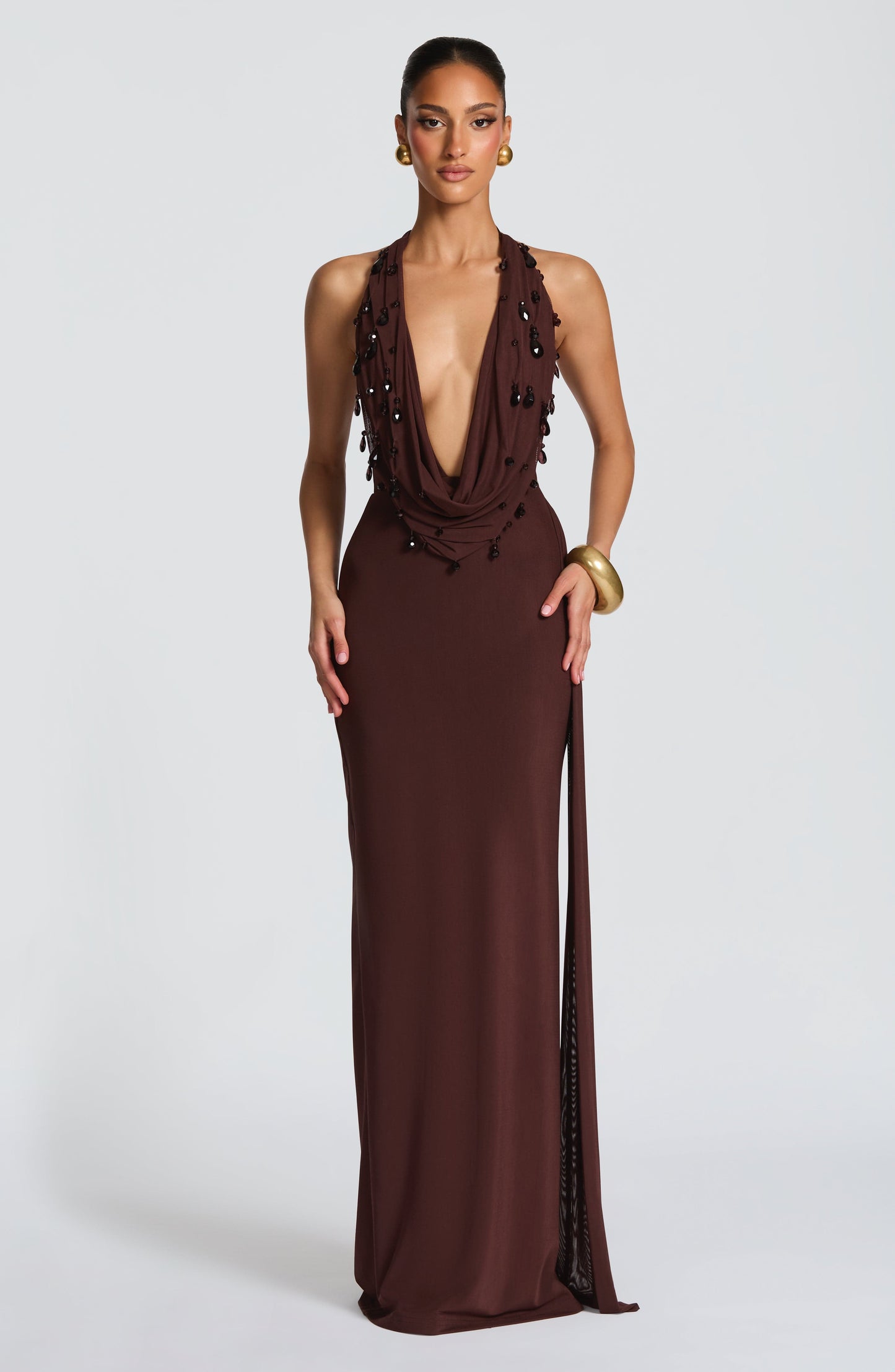Fabia Maxi Dress Plum Brown