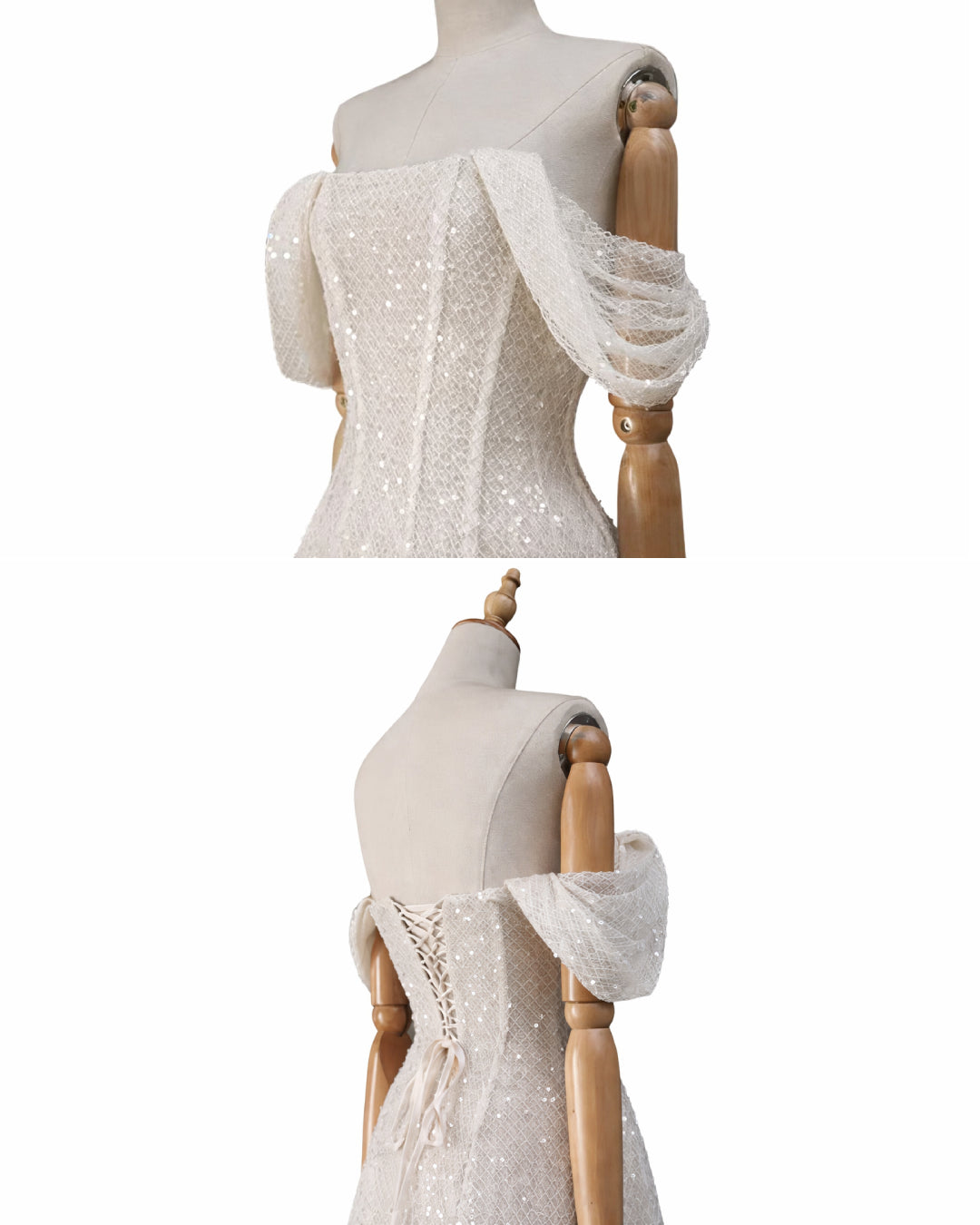 Felicity Off-the-Shoulder Sparkly Midi Dress White