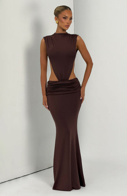 Fenella Maxi Dress Plum Brown