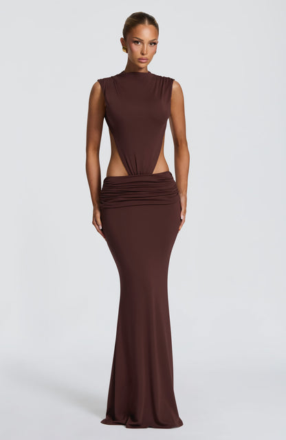 Fenella Maxi Dress Plum Brown