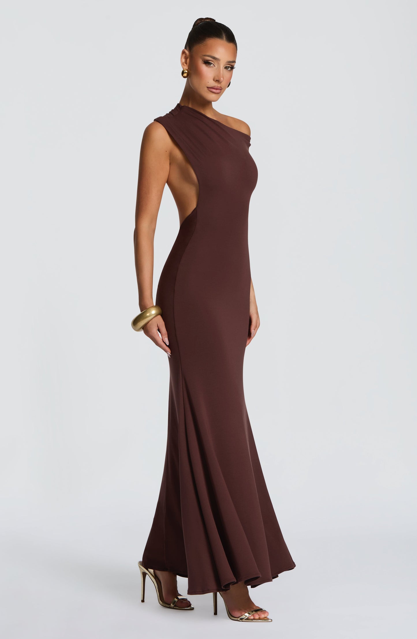 Fiora Maxi Dress Plum Brown