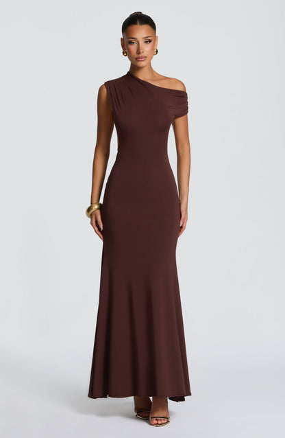Fiora Maxi Dress Plum Brown