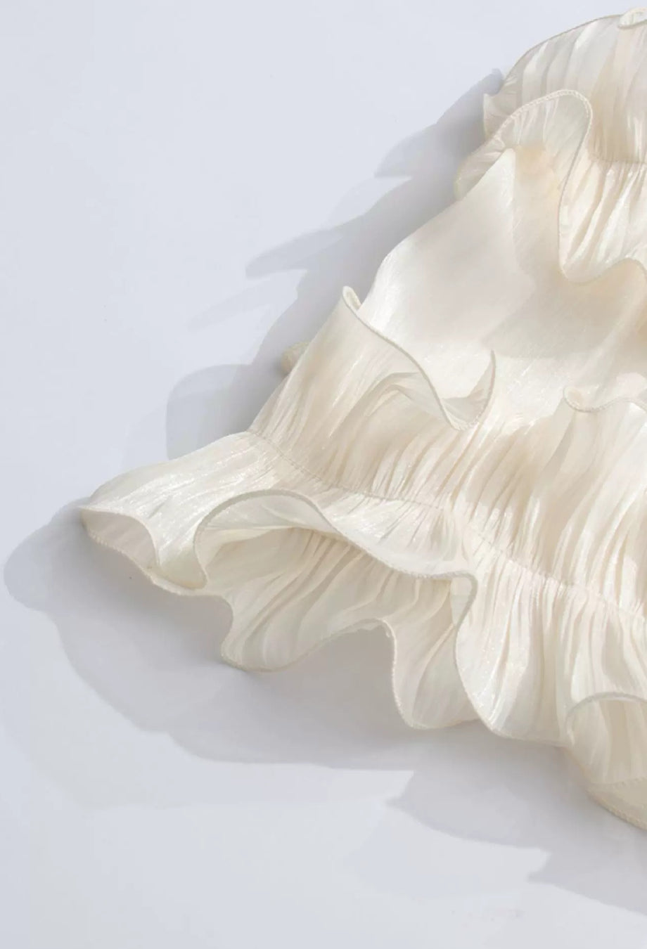 Gabrielle White Ruffle Maxi Dress with Pleated Cape Shawl