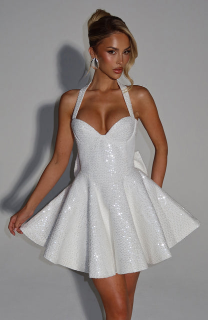 Georgette Mini Dress Ivory