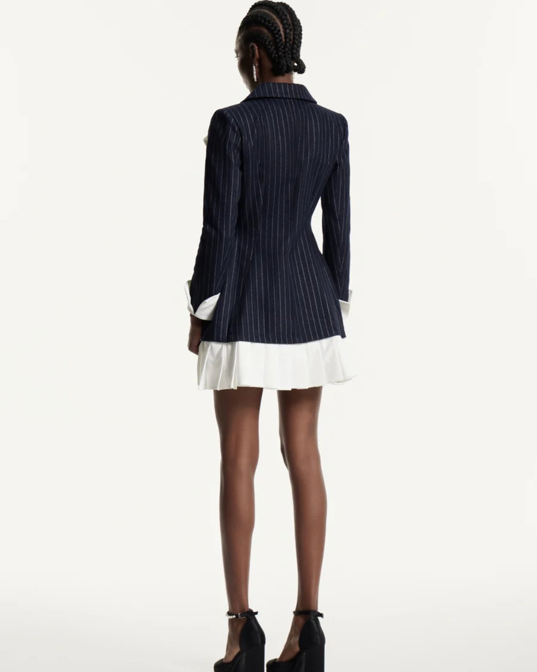 Georgia Bow-Tie Striped Blazer Dress Dark Blue