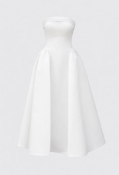Georgiana Strapless Midi Dress White
