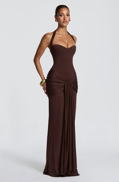Gia Maxi Dress Plum Brown
