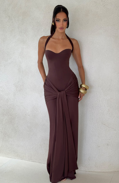 Gia Maxi Dress Plum Brown
