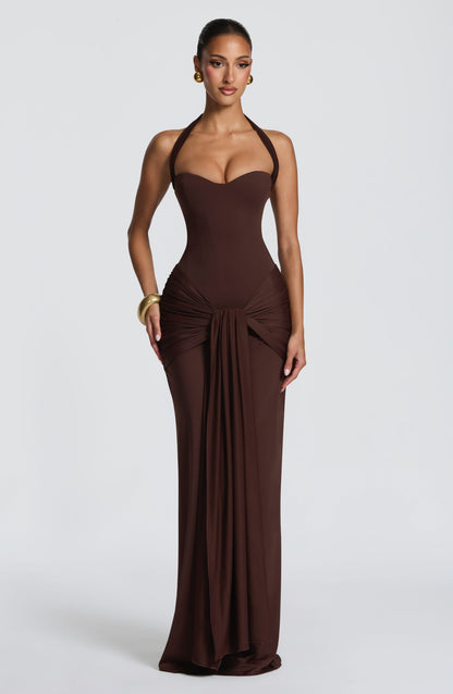 Gia Maxi Dress Plum Brown