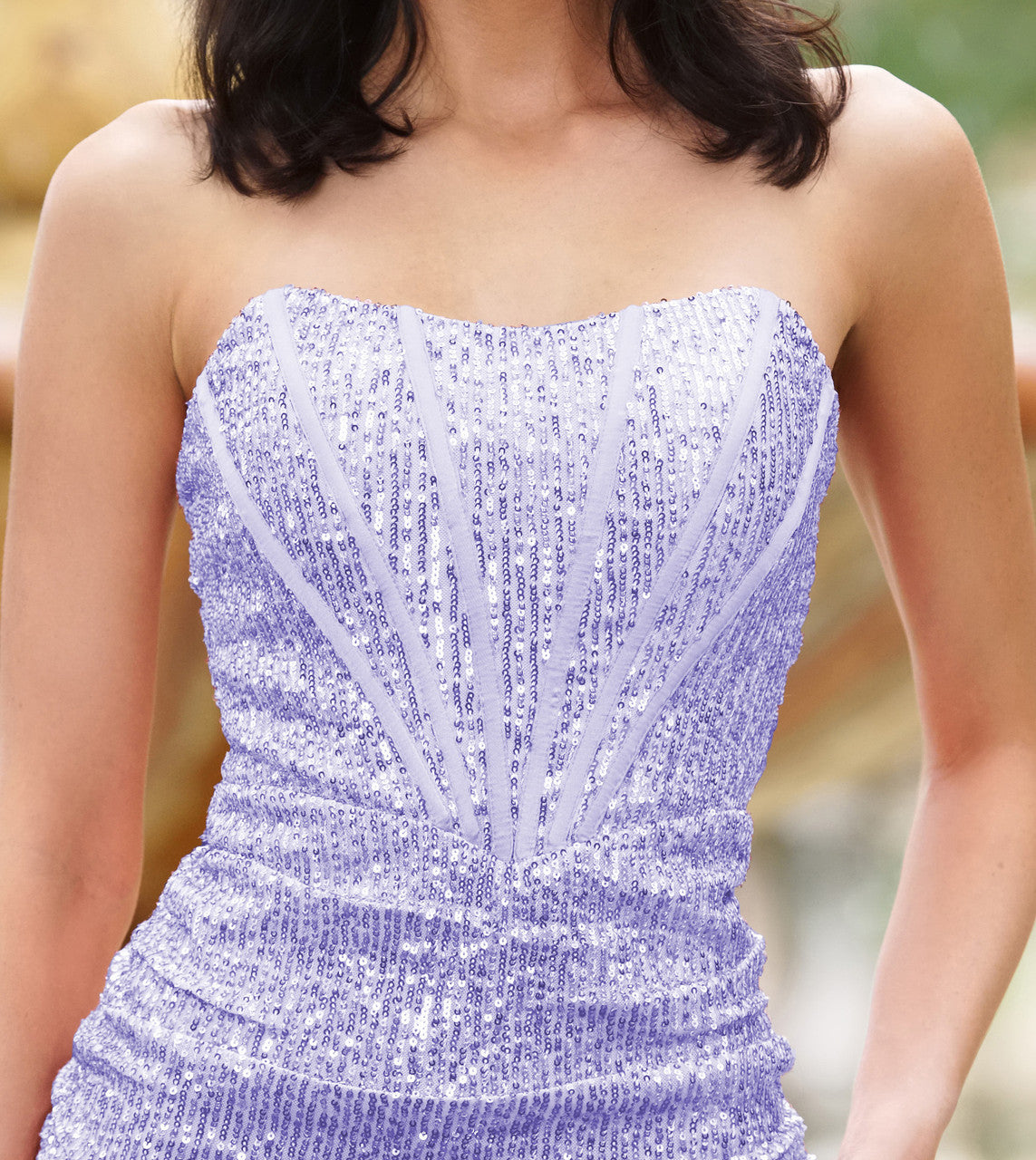 Gia Mini Dress Corset Cocktail Dress Lilac Sequin