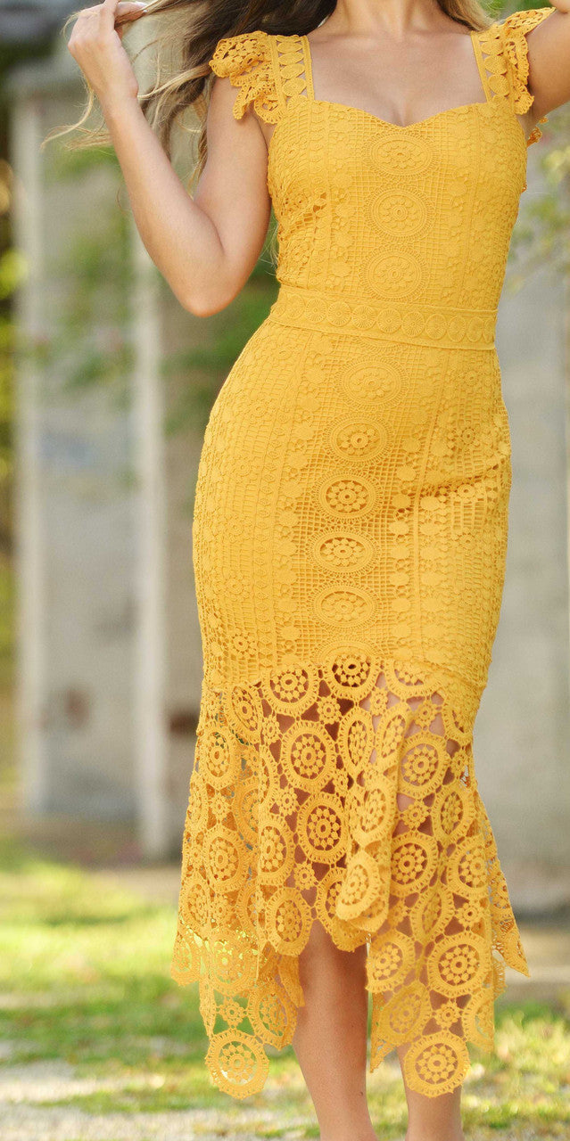 Size 2, Giselle Dress Mustard Lace Dress FINAL