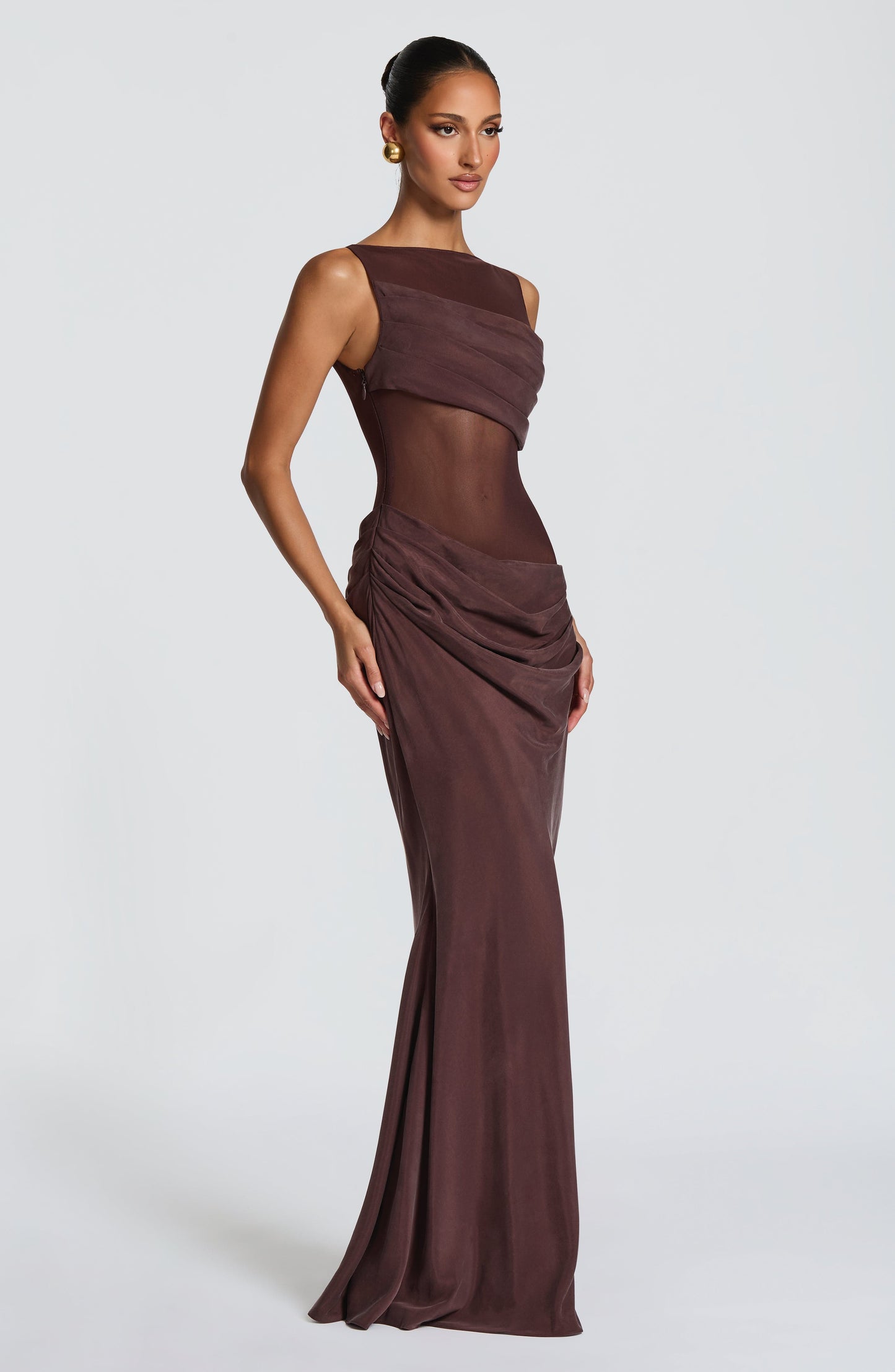 Gracelyn Maxi Dress Plum Brown