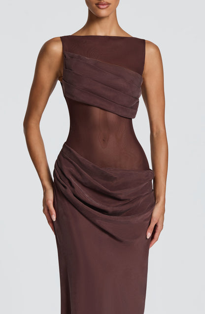 Gracelyn Maxi Dress Plum Brown