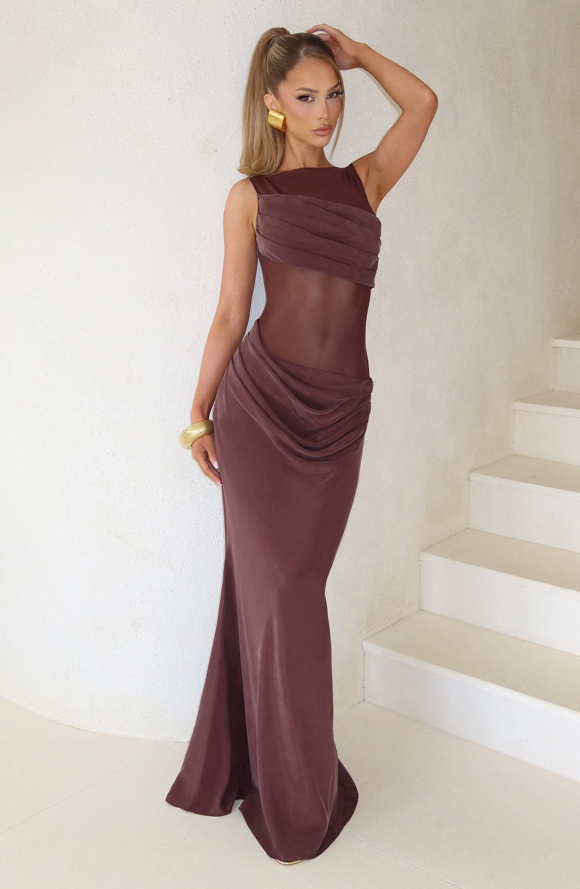Gracelyn Maxi Dress Plum Brown