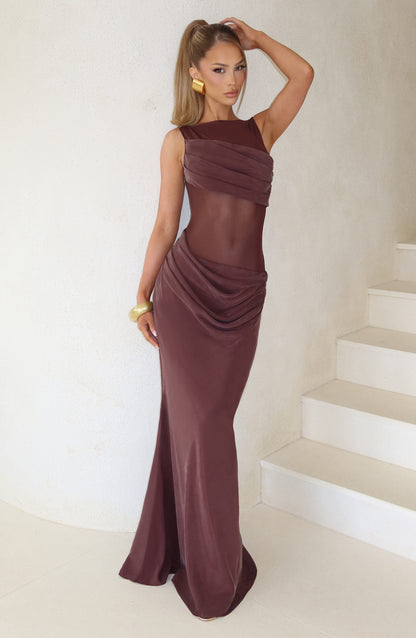 Gracelyn Maxi Dress Plum Brown