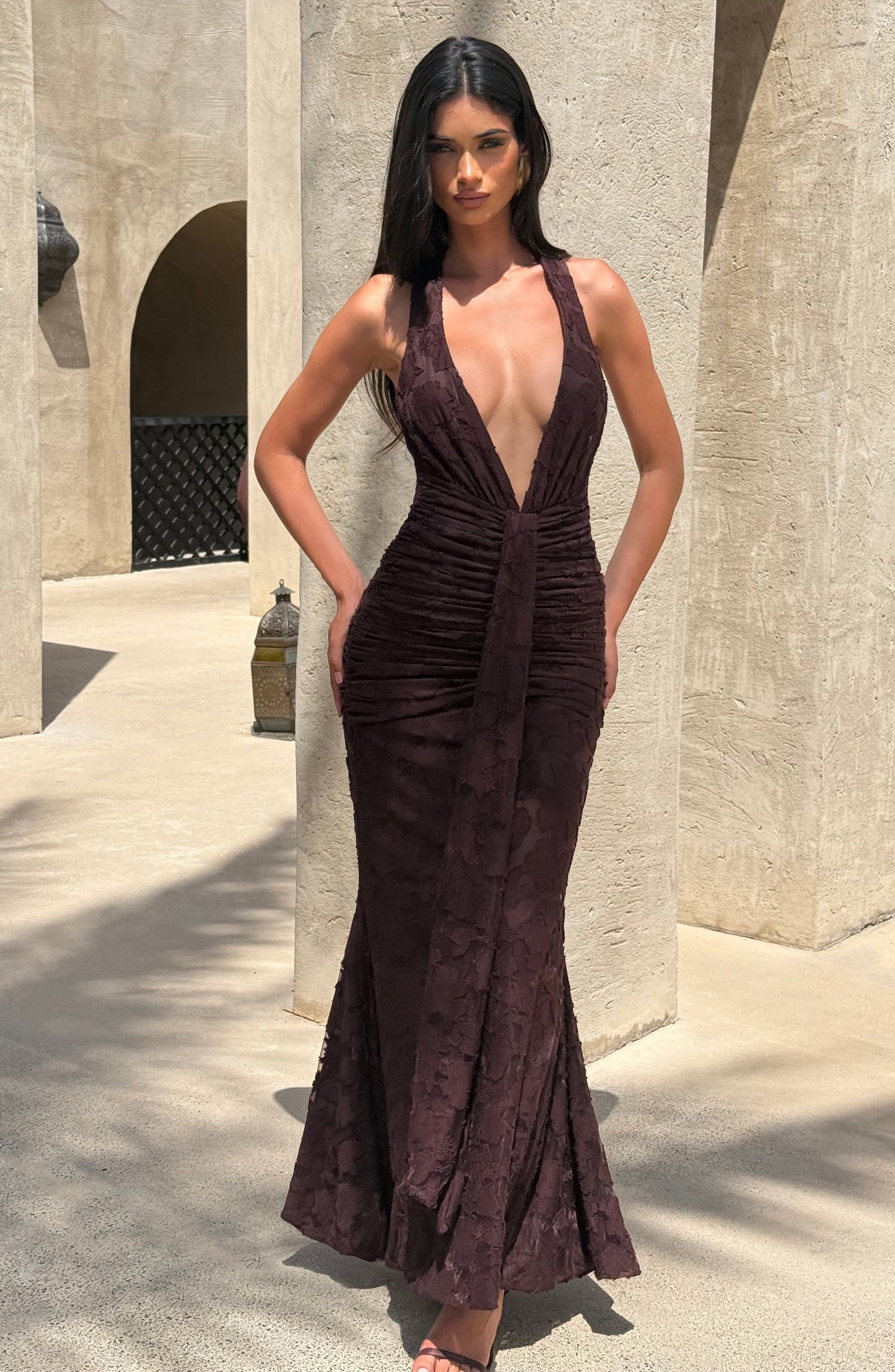 Guinevere Maxi Dress Plum Brown