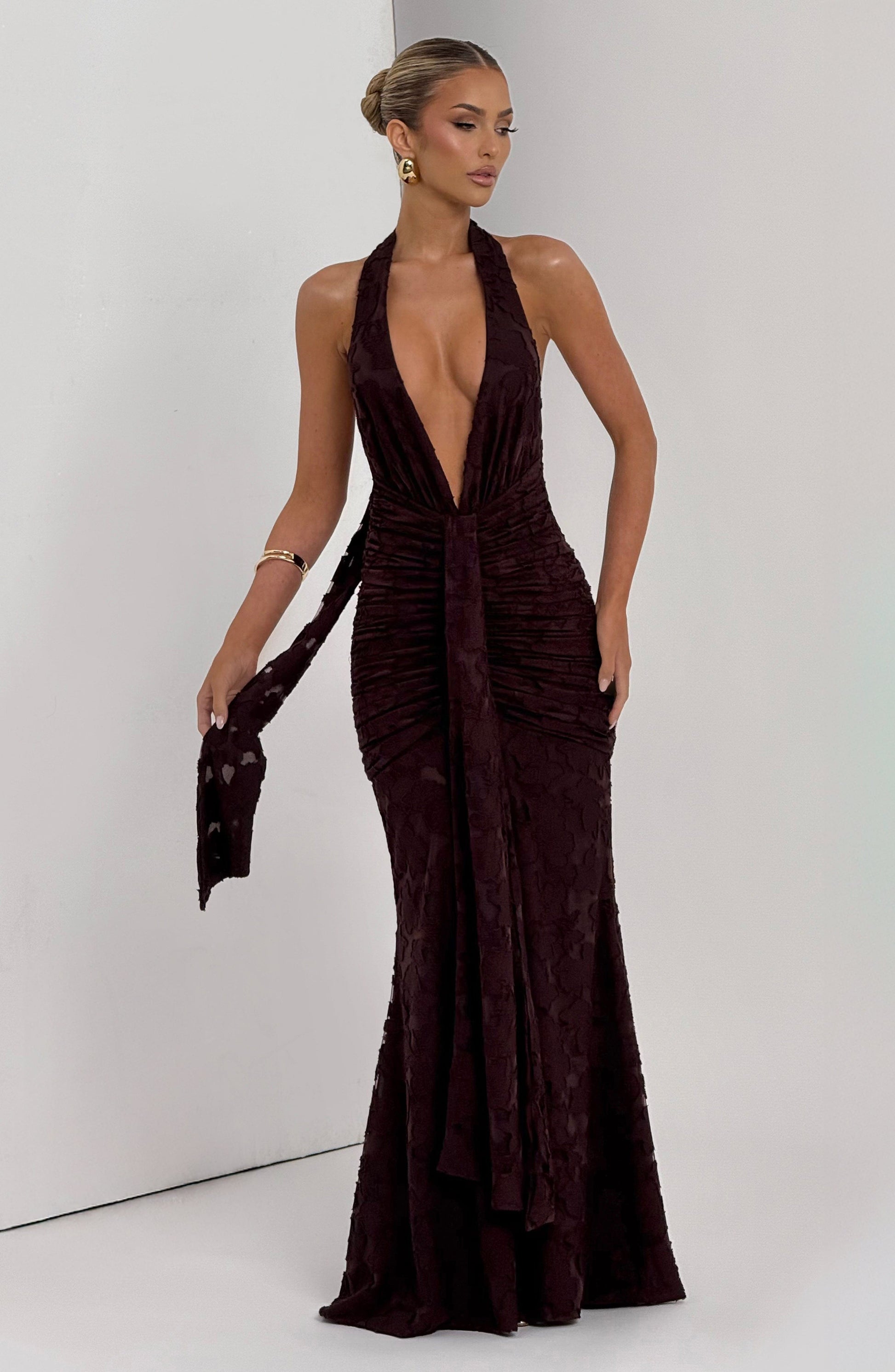 Guinevere Maxi Dress Plum Brown