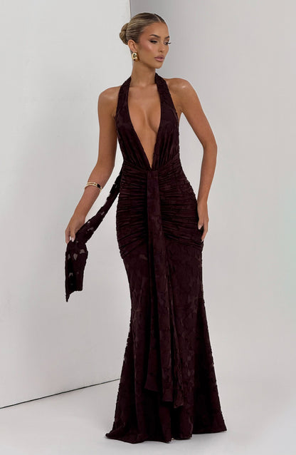 Guinevere Maxi Dress Plum Brown