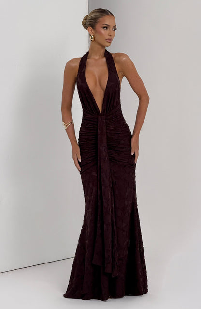 Guinevere Maxi Dress Plum Brown