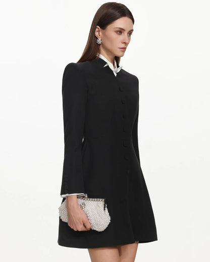 Hailee Tailored Long-Sleeve Blazer Mini Dress Black
