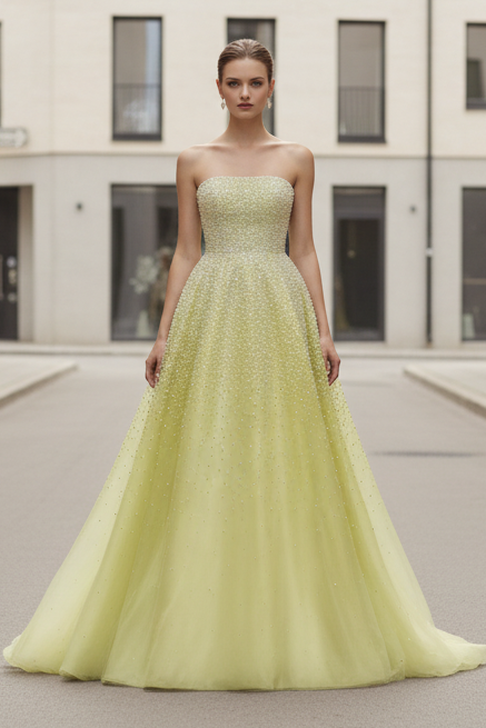 42500 Ava Presley Strapless A- Pearl Embellished Dress