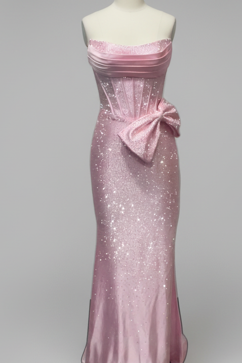 47198 Ava Presley Fitted Gown With Oversized Bow