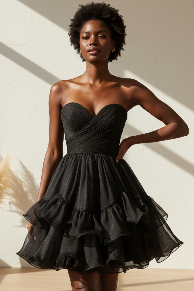 26426 Ava Presley Strapless Organza Mini Dress