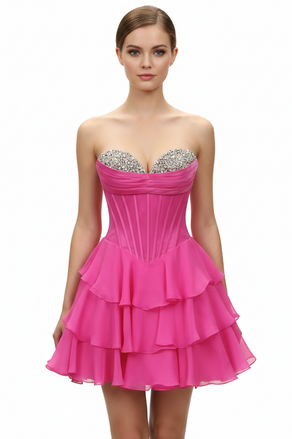 26449 Ava Presley Strapless Beaded Corset Mini Dress