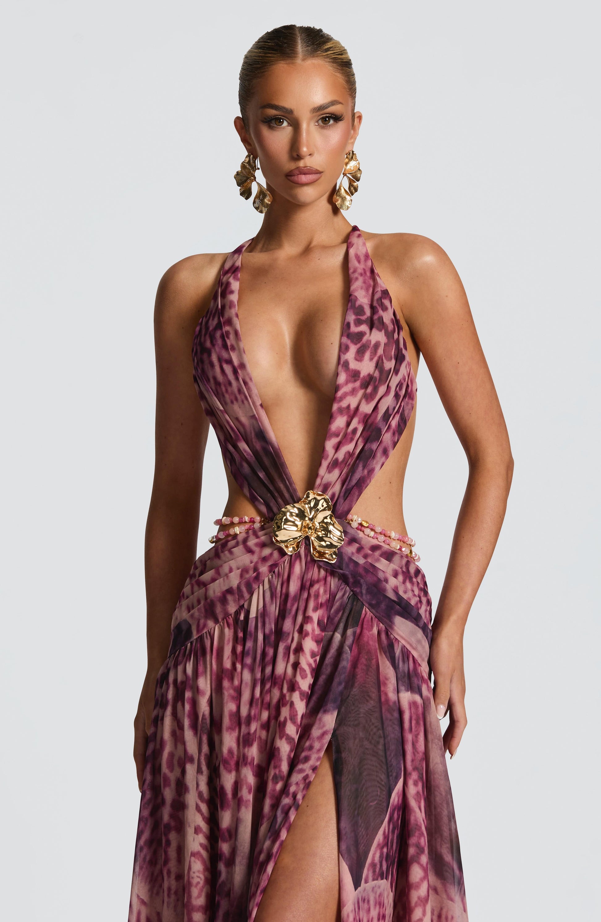 Indianna Maxi Dress Magenta Orchid Print
