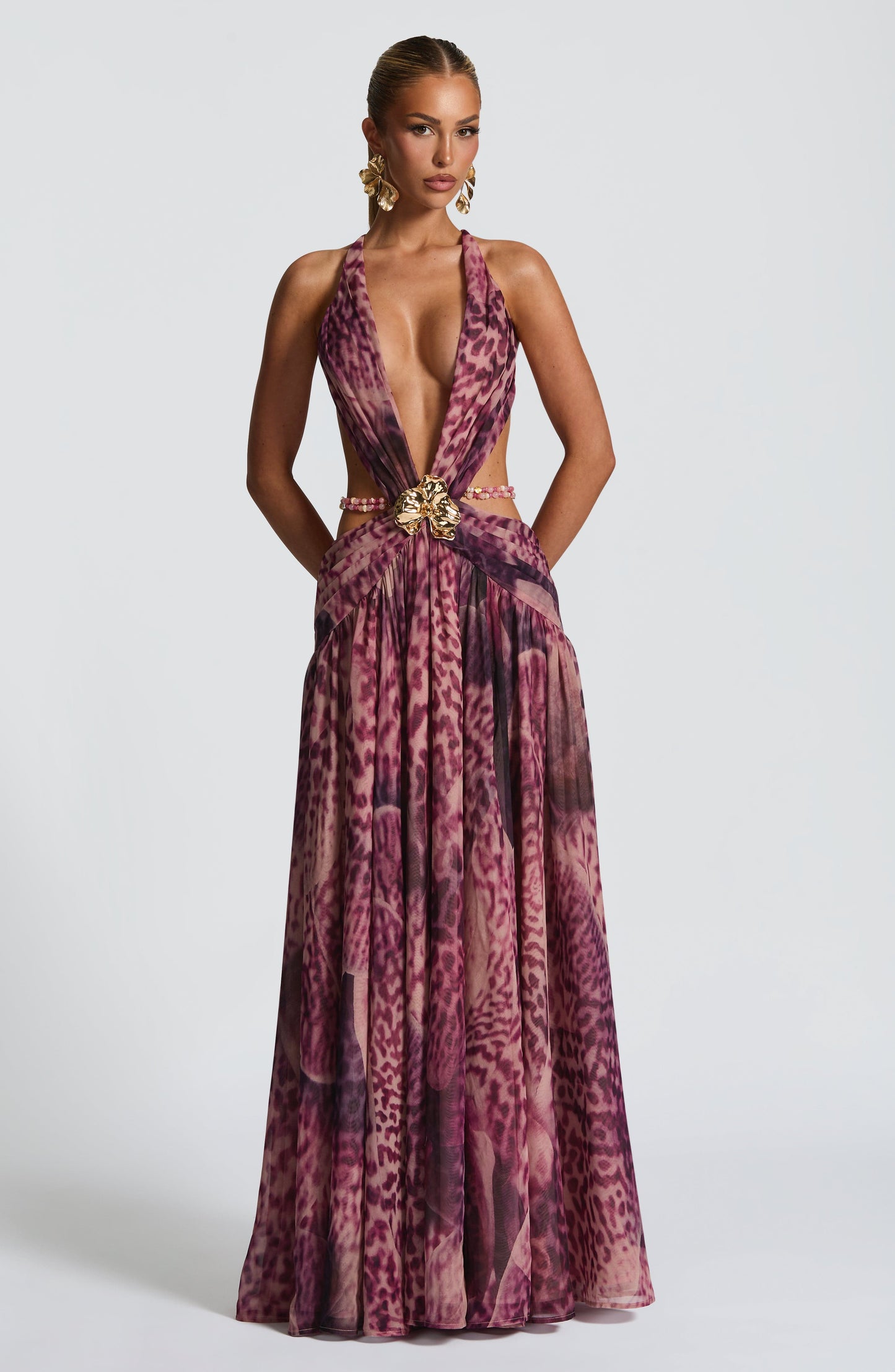 Indianna Maxi Dress Magenta Orchid Print
