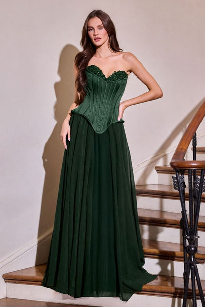 Nigella Gown Peplum Corset A- Formal Dress With Scarf