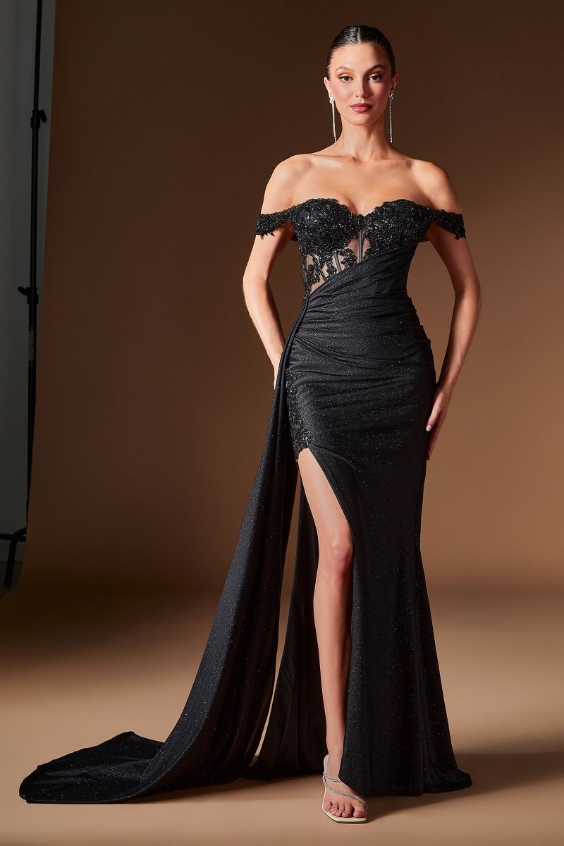 Angelina Gown Embellished Corset Glitter Jersey Gown