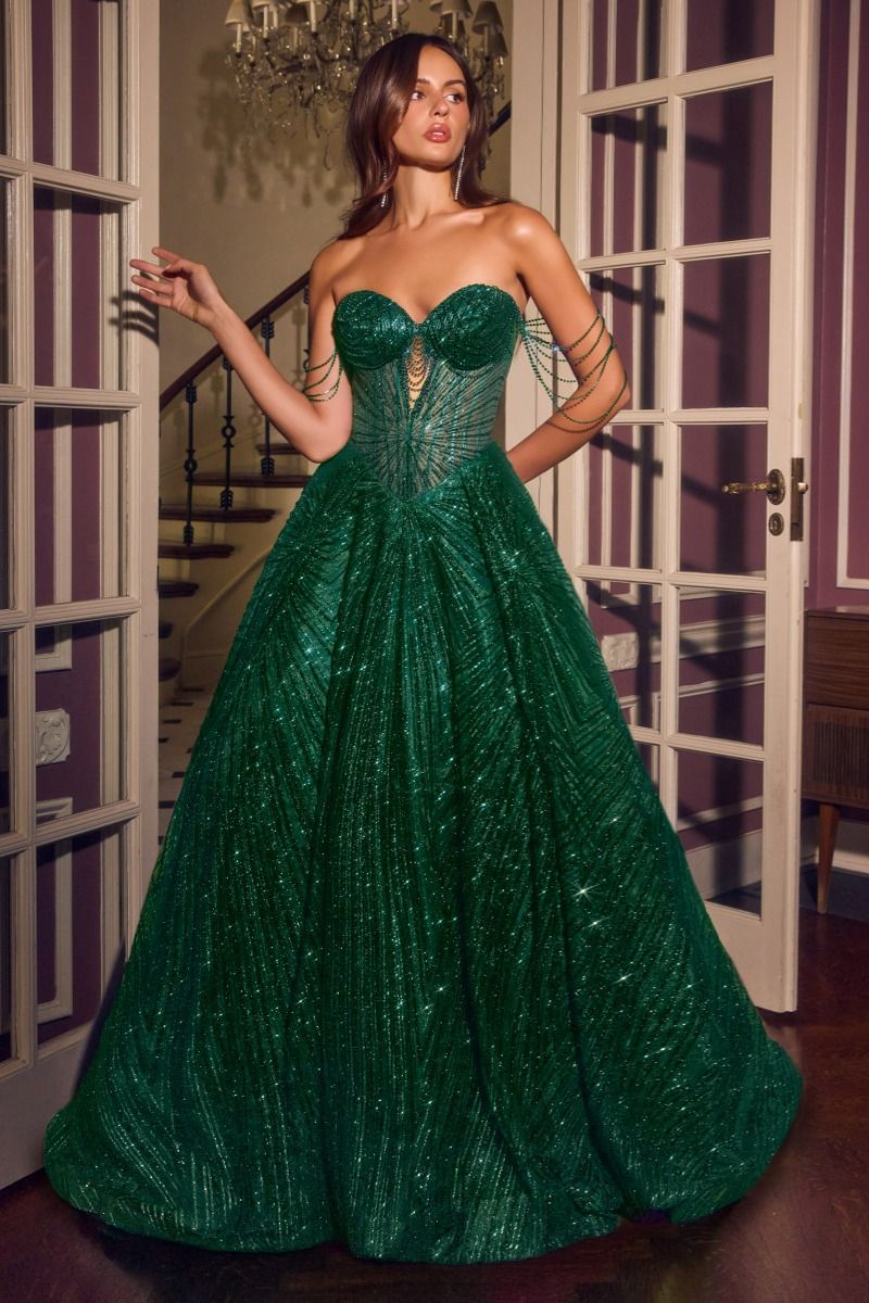 Rowan Gown Beaded Ball Gown with Corset Back