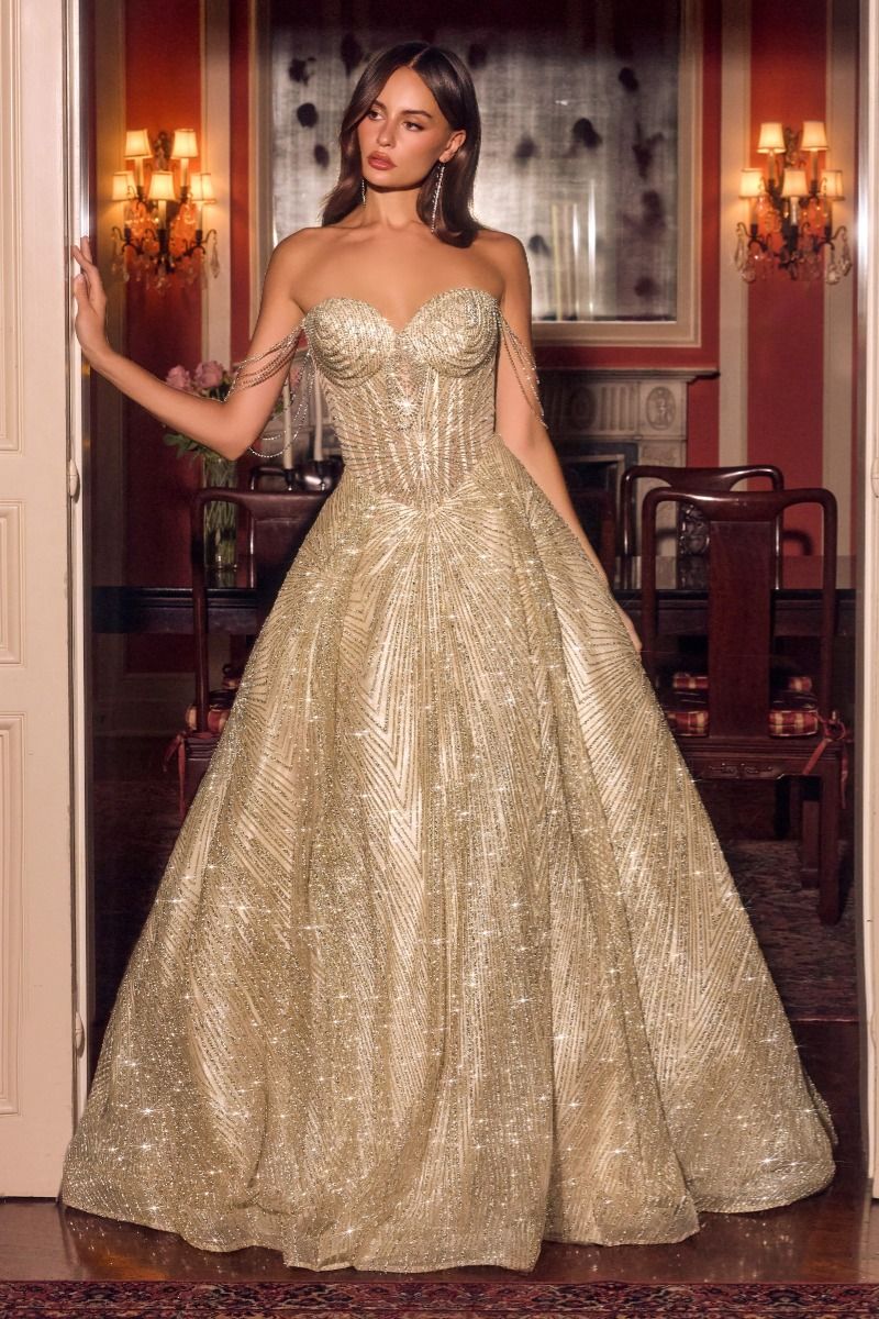 Rowan Gown Beaded Ball Gown with Corset Back