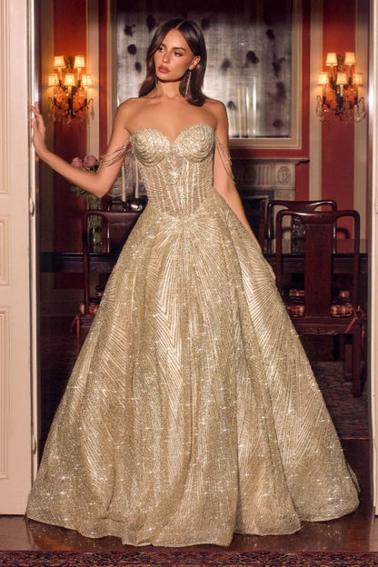 Rowan Gown Beaded Ball Gown with Corset Back