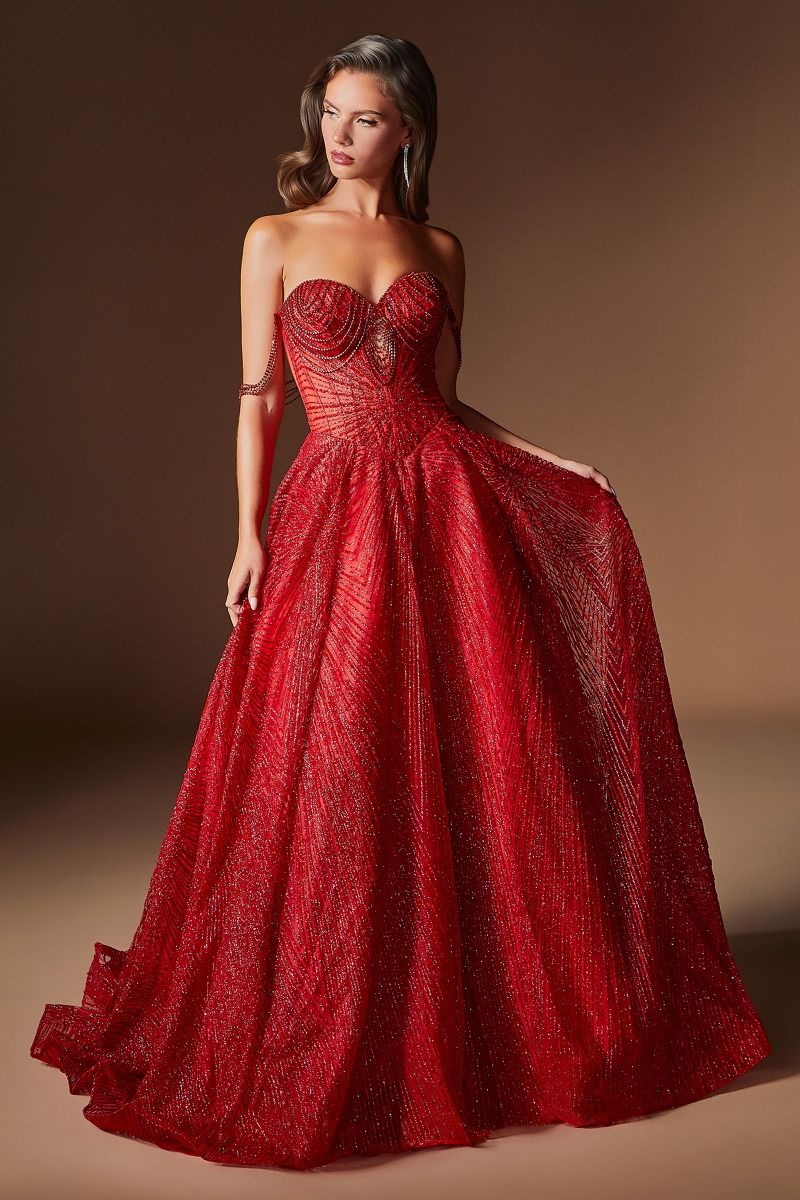 Rowan Gown Beaded Ball Gown with Corset Back