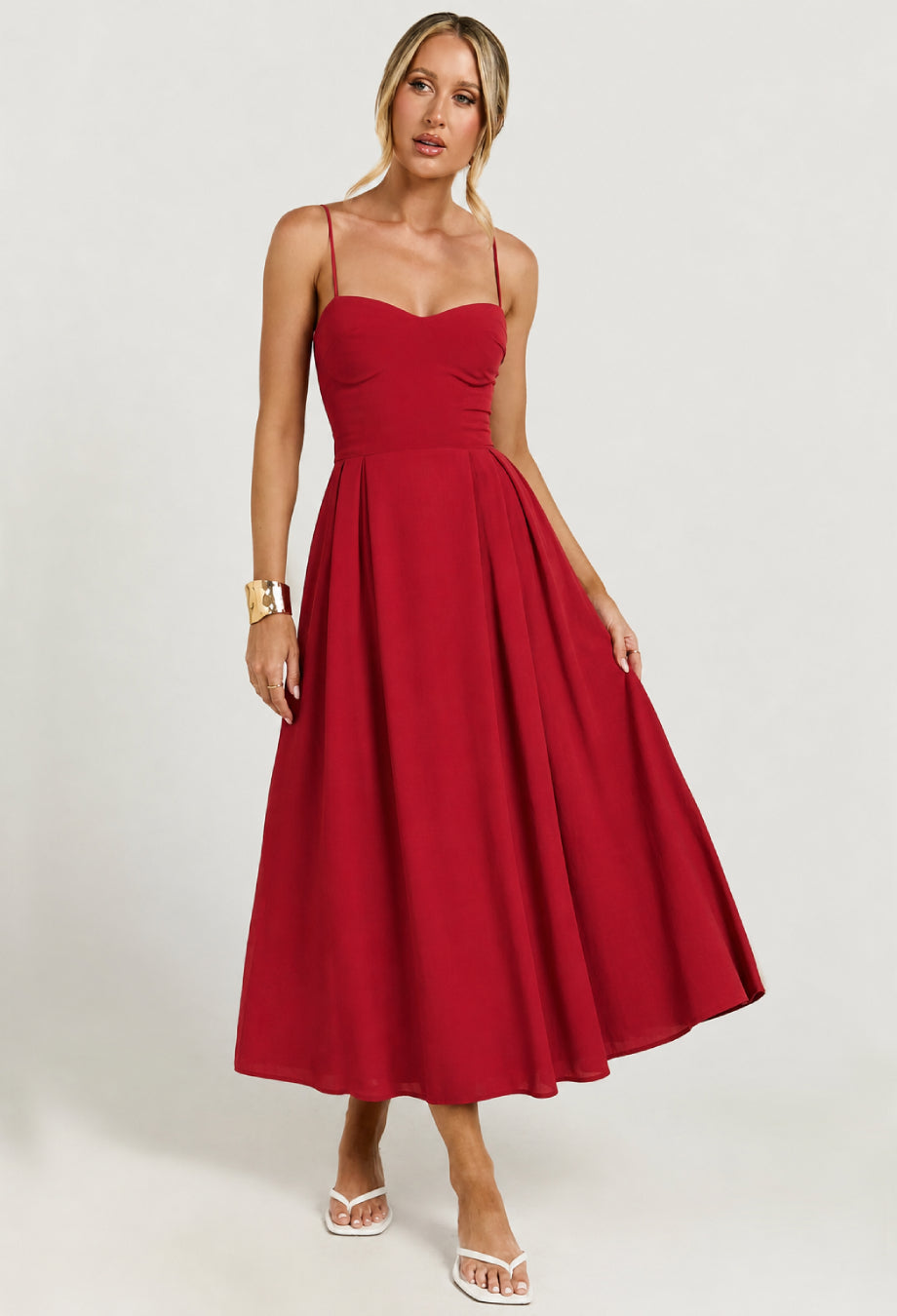 Jaelyn Midi Dress Red