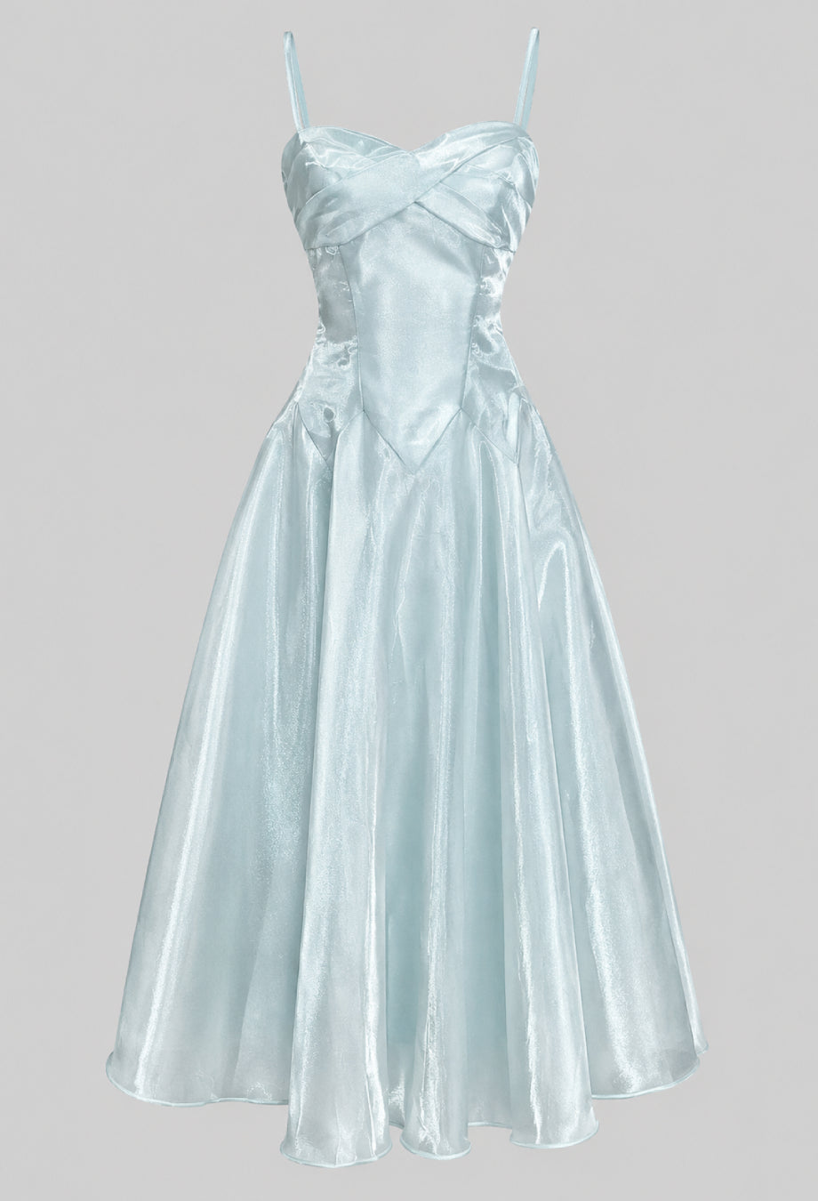 Jamiah Mint Blue Satin Midi Dress