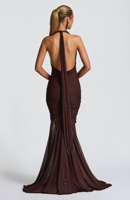 Janessa Maxi Dress Plum Brown