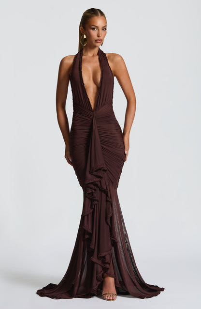 Janessa Maxi Dress Plum Brown