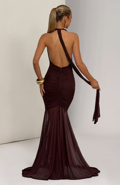 Janessa Maxi Dress Plum Brown