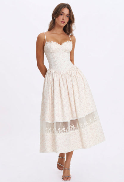 Josie Floral Midi Dress Blush